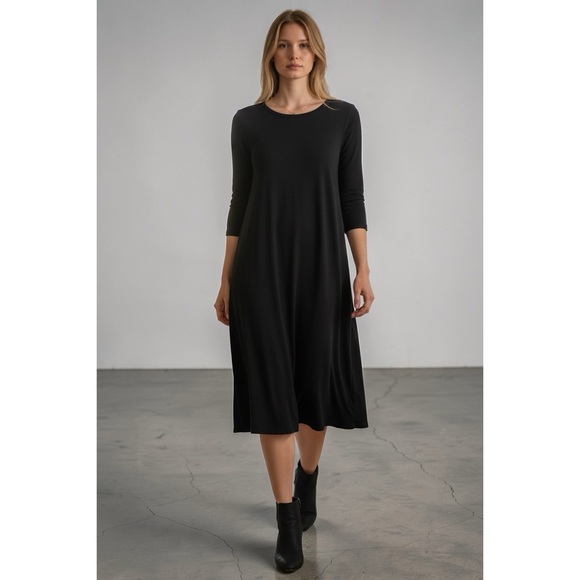 Eileen Fisher Dresses & Skirts - Eileen Fisher Jersey Knit Black Midi Dress S